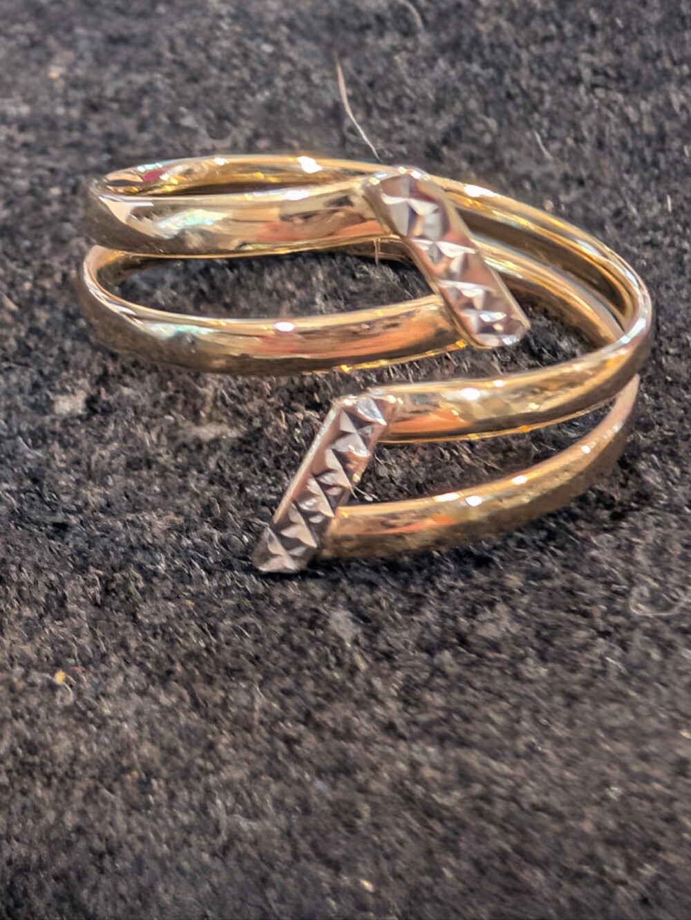 14k Gold Double Bypass Ring - sz. 10 - EUC